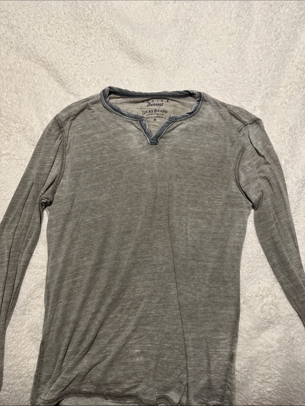 Lucky Brand Men's Heather Gray Notch-Neck Long Sleeve Henley